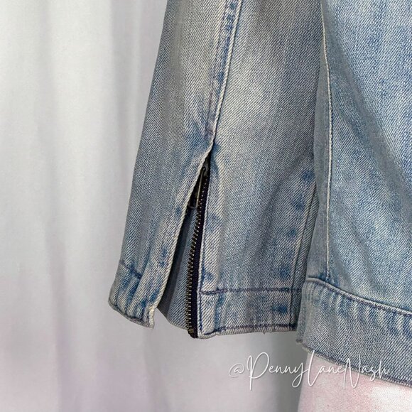 NWT Gap 1969 Denim Biker Jacket Beach Blue Size Medium - Picture 13 of 13